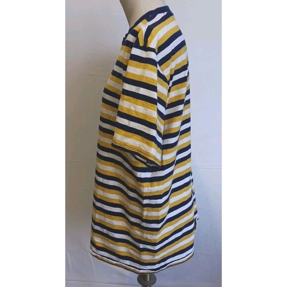 Vintage Guess Originals T-Shirt Striped Embroidery Mens Medium Yellow Blue - Picture 2 of 11
